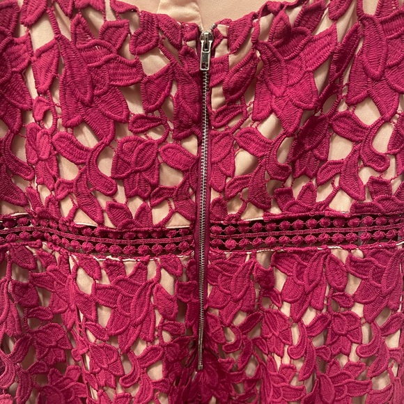 Lulu's Fuchsia Crochet Lace Dress with Nude Lining - Picture 6 of 7